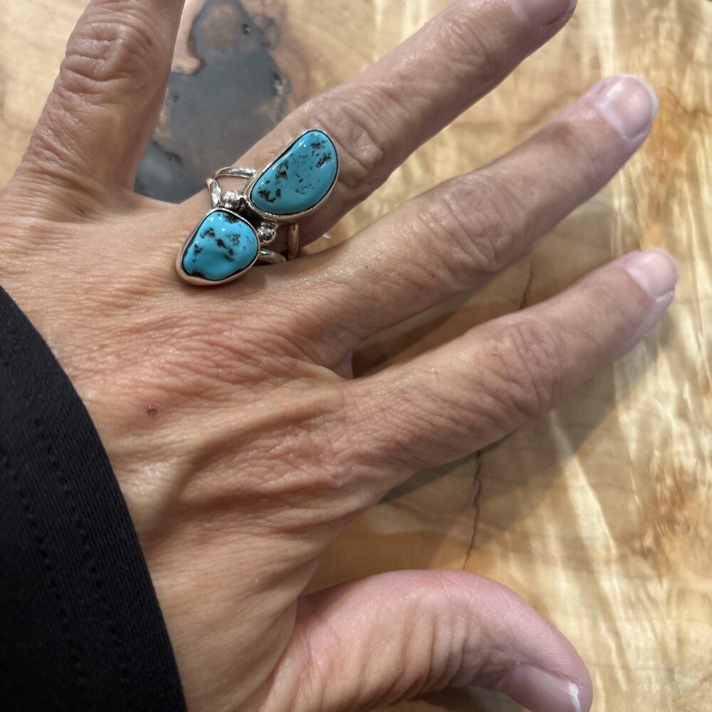 Native American Sleeping Beauty Turquoise Ring Size 6.5 Signed By CB Sterling - Picture 7 of 7
